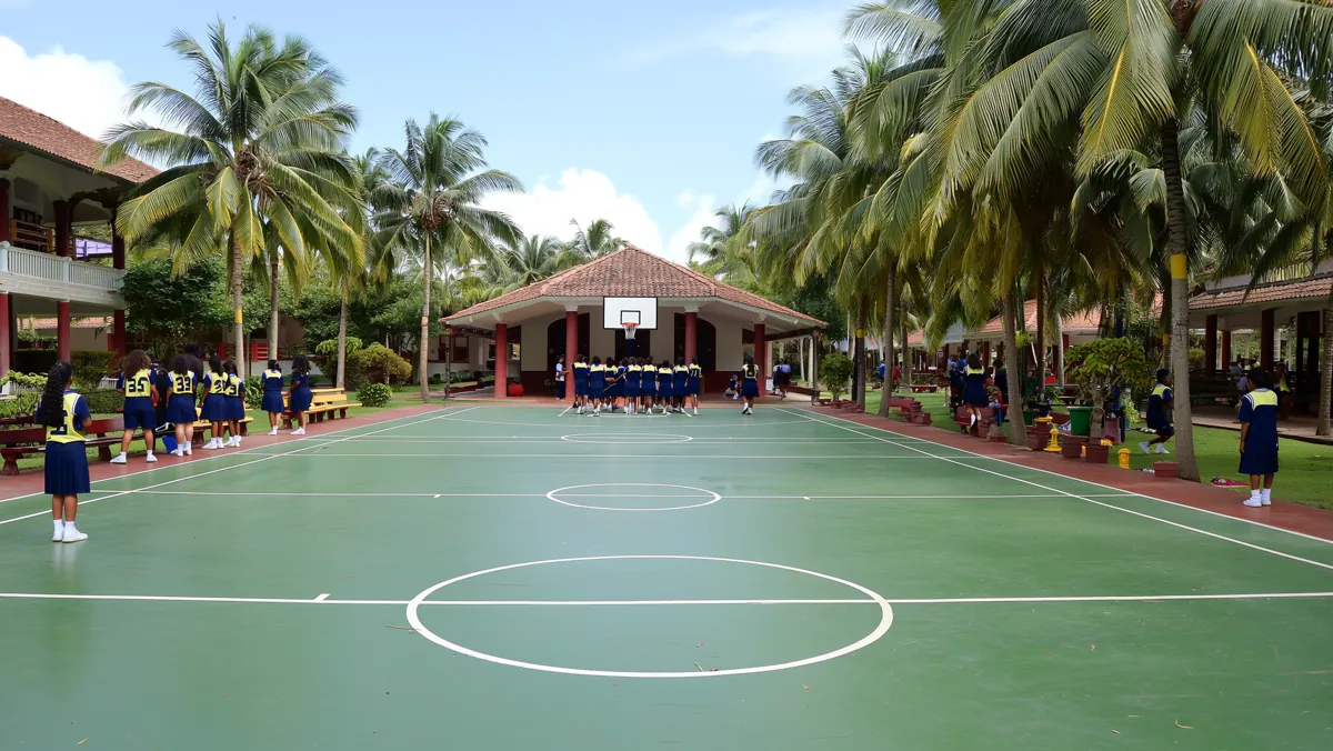 Zonas verdes y cancha del colegio